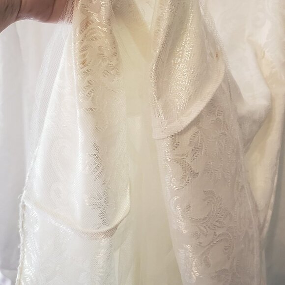 EUC VINTAGE Girls JESSICA McCLINTOCK Dress in Ivory w/Pearl Neckline - 7 - Picture 4 of 5